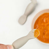 Done by Deer - Tiny Farm - 2'li Silikon Alıştırma & Püre Kaşık Seti - Bej