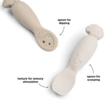 Done by Deer - Tiny Farm - 2'li Silikon Alıştırma & Püre Kaşık Seti - Bej