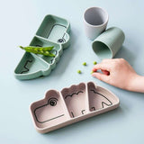 Done by Deer - Croco - Vakumlu Bölmeli Silikon Tabak - Yeşil