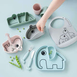 Done by Deer - Croco - Vakumlu Bölmeli Silikon Tabak - Yeşil