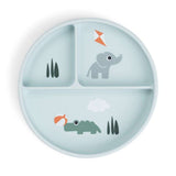 Done by Deer - Playground - Vakumlu Bölmeli Silikon Tabak - Mavi