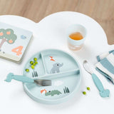 Done by Deer - Playground - Vakumlu Bölmeli Silikon Tabak - Mavi